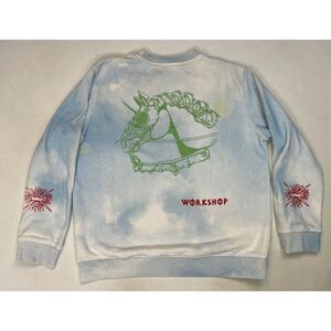 032c Cosmic Workshop Graphic Crewneck Sweatshirt Men XL Blue Tie Dye